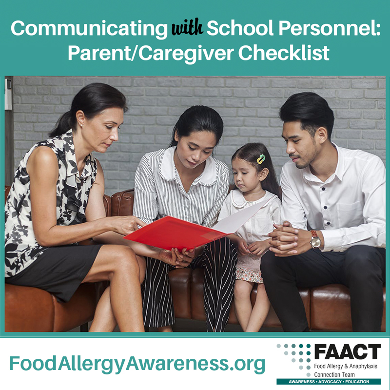 Communicating with school personnel as a parent of a child with food allergies